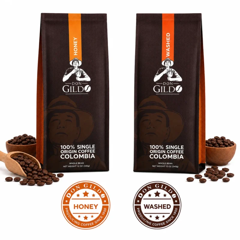 Don Gildo Colombian Specialty Coffee Bundle - Castillo Honey and Bourbons Washed 340g bags